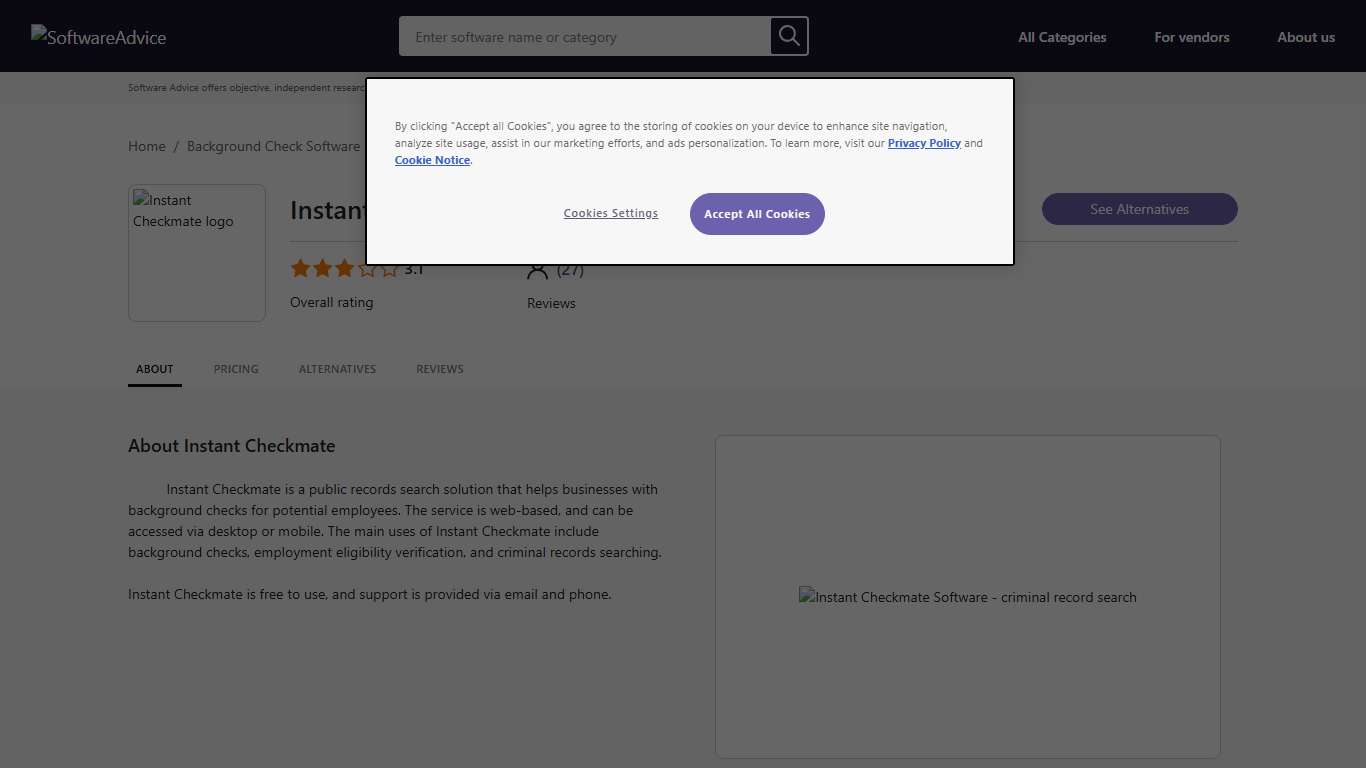 Instant Checkmate Reviews, Pricing & Demos - SoftwareAdvice IE